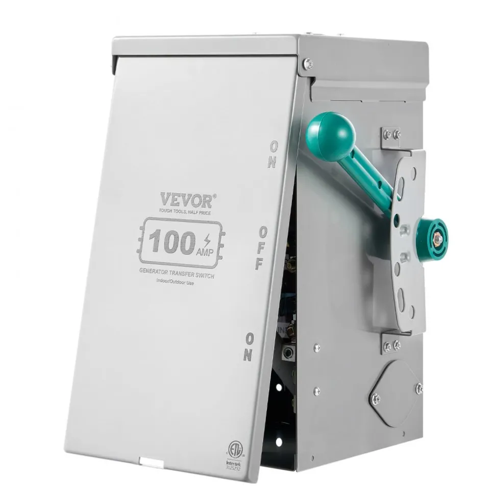 VEVOR 100A Generator Transfer Switch, 24000W Manual Transfer Switch, Heavy Duty Double-Throw Power Transfer Switch 120/240V, Meeting NEMA 3R Standards, for Outdoor, Indoor, and Portable Generator