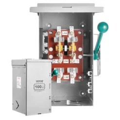VEVOR 100A Generator Transfer Switch, 24000W Manual Transfer Switch, Heavy Duty Double-Throw Power Transfer Switch 120/240V, Meeting NEMA 3R Standards, for Outdoor, Indoor, and Portable Generator