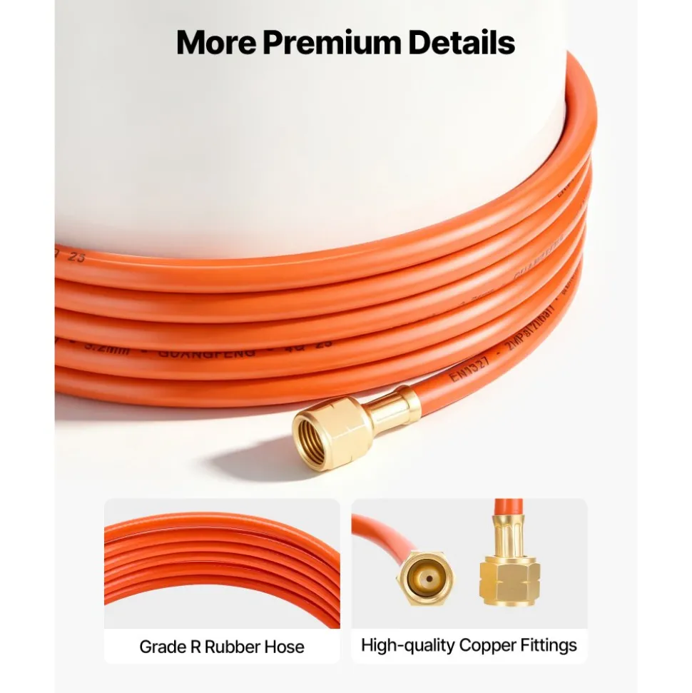 VEVOR Air Acetylene Torch Hose, 1/8-Inch x 12FT Acetylene Welding Hose with 9/16" LH B-Type Fittings, AH-12 R Grade Welding Torch Hoses Compatible with AR-B/AR-MC Regulators