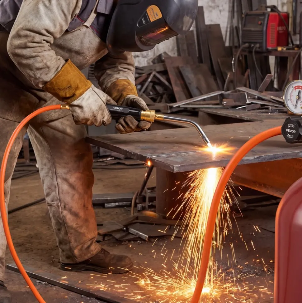 VEVOR Air Acetylene Torch Hose, 1/8-Inch x 12FT Acetylene Welding Hose with 9/16" LH B-Type Fittings, AH-12 R Grade Welding Torch Hoses Compatible with AR-B/AR-MC Regulators