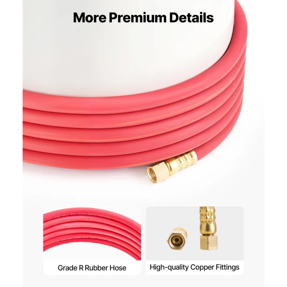 VEVOR Air Acetylene Torch Hose, 3/16-Inch x 12FT Acetylene Welding Hose with 3/8"-24 LH A-Type Fittings, AH-12 R Grade Welding Torchs Hose Compatible with AR-B/AR-MC Regulators