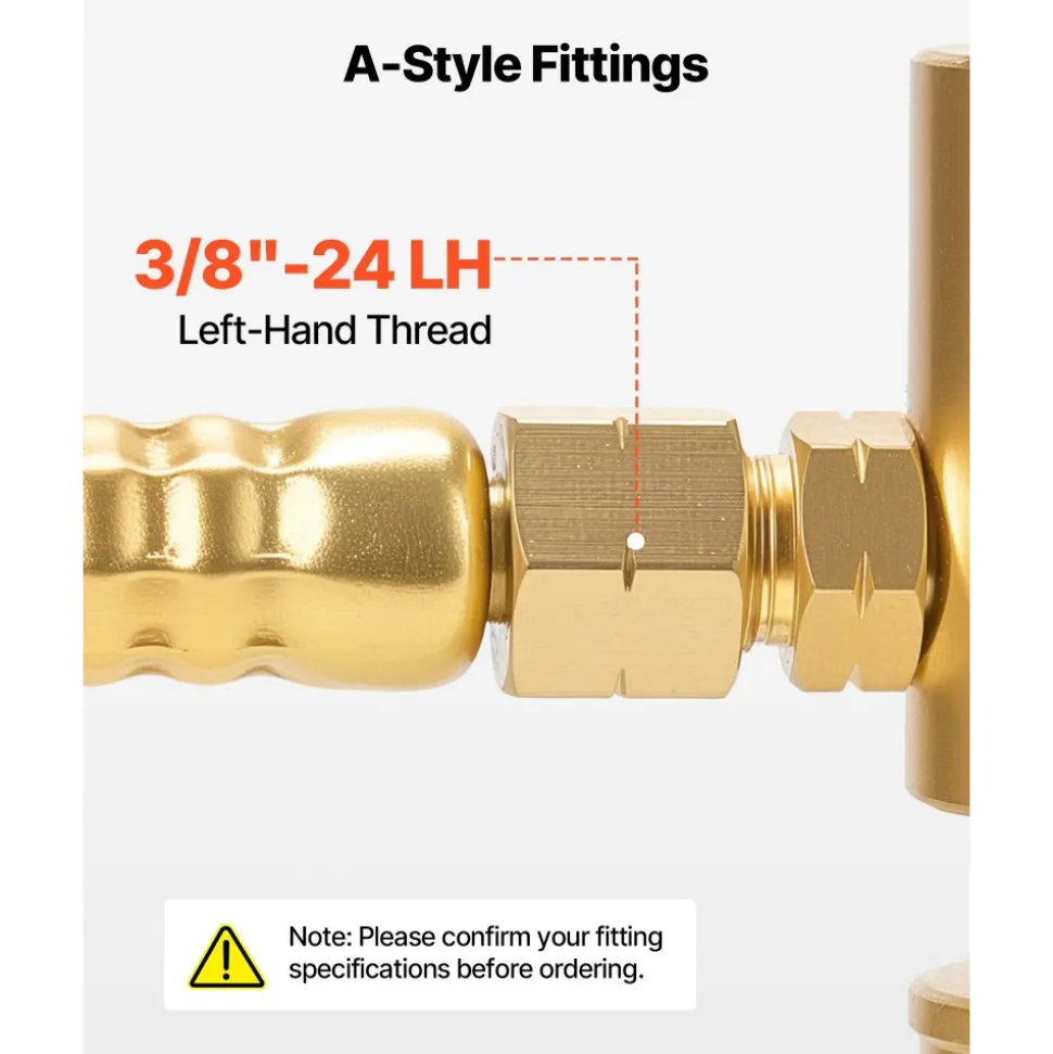 VEVOR Air Acetylene Torch Hose, 3/16-Inch x 12FT Acetylene Welding Hose with 3/8"-24 LH A-Type Fittings, AH-12 R Grade Welding Torchs Hose Compatible with AR-B/AR-MC Regulators