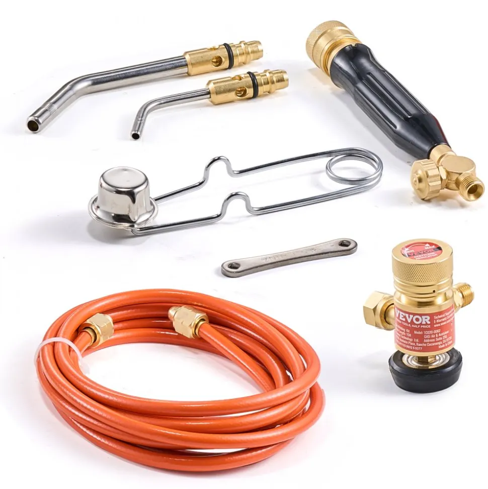 VEVOR Air Acetylene Torch Kit, Acetylene Gas Welding Tool with 149'' Hose, 2 Welding Tips, CGA200 Regulator & Torch Handle, Gas Brazing Welder for Home DIY Industrial Sites (without Gas Cylinder)