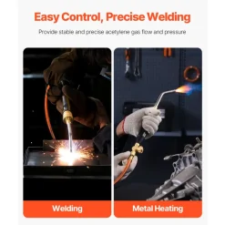 VEVOR Air Acetylene Torch Kit, Acetylene Gas Welding Tool with 149'' Hose, 2 Welding Tips, CGA200 Regulator & Torch Handle, Gas Brazing Welder for Home DIY Industrial Sites (without Gas Cylinder)