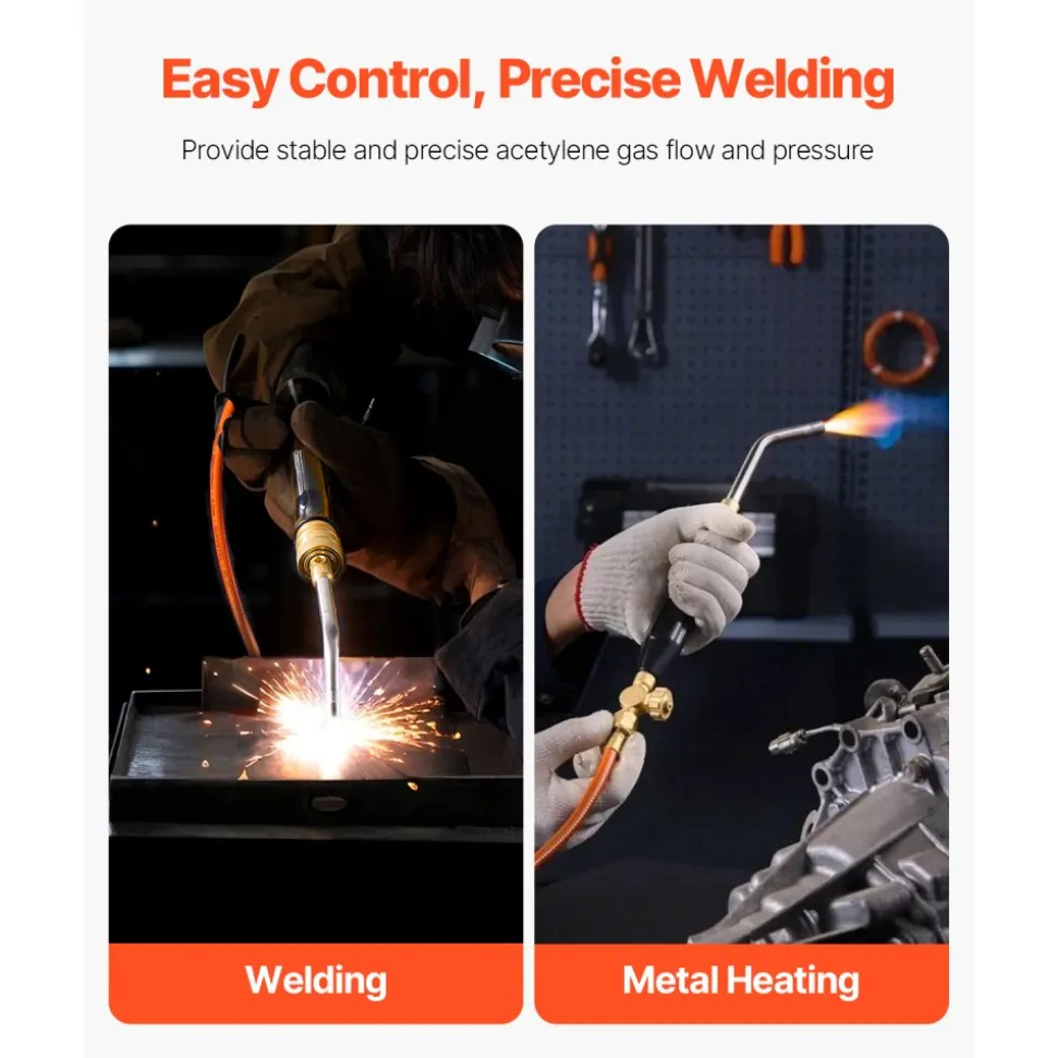 VEVOR Air Acetylene Torch Kit, Acetylene Gas Welding Tool with 149'' Hose, 2 Welding Tips, CGA200 Regulator & Torch Handle, Gas Brazing Welder for Home DIY Industrial Sites (without Gas Cylinder)