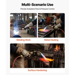 VEVOR Air Acetylene Torch Kit, Acetylene Gas Welding Tool with 11.8FT Rubber Hose, 4 Welding Tips & CGA200 Regulator, Swirl Frame Gas Brazing Torch Kit for Home DIY and Industrial Metalworking