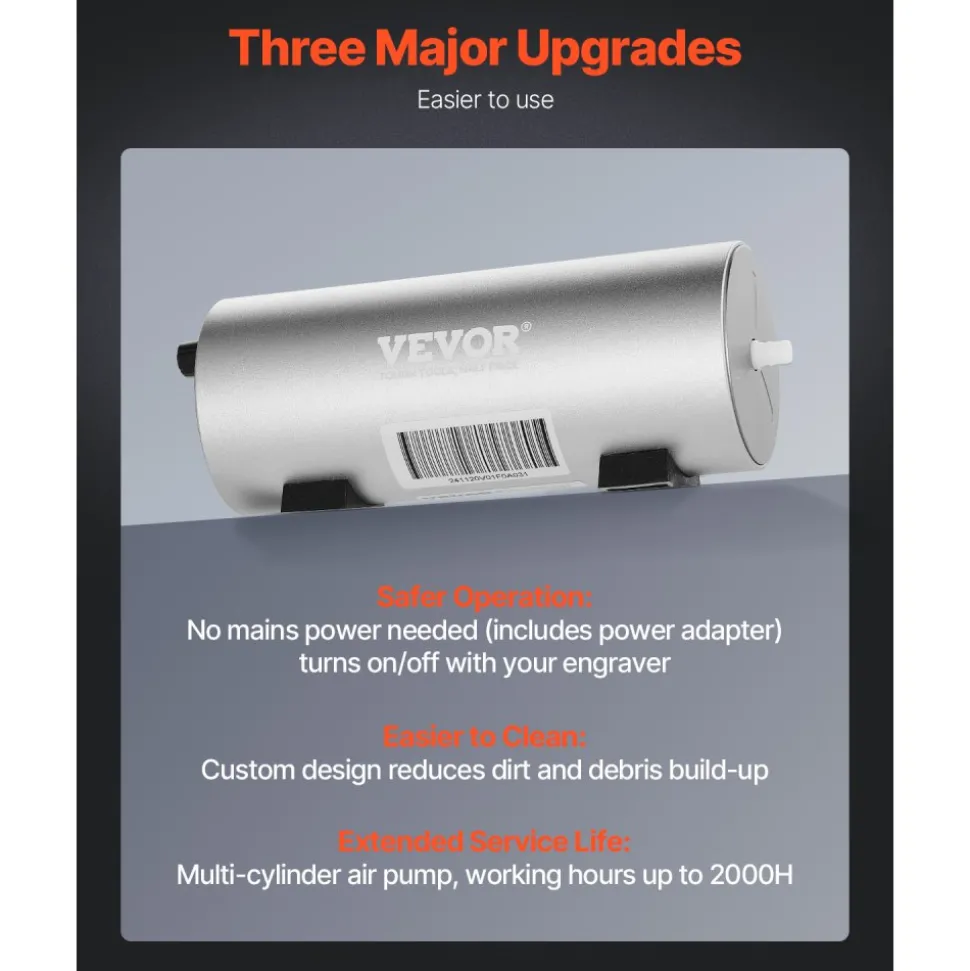 VEVOR Air Assist, Adjustable 30 L/min Airflow, Air Assist Pump Kit for Laser Cutter and Engraver, Clear Smoke and Dust, Reduce Surface Temperature, Shield Laser Lens, for Laser Engraver ≥ 20W
