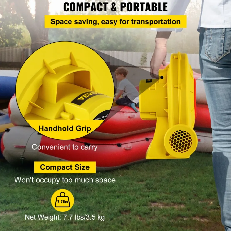 VEVOR Air Blower, 450W 0.6HP Inflatable Blower, Portable and Powerful Bounce House Blower, 1750Pa Commercial Air Blower Pump Fan, Used for Inflatable Bouncy Castle and Jump Tested to UL Standards