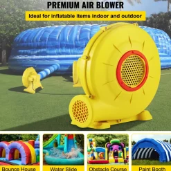 VEVOR Air Blower, 450W 0.6HP Inflatable Blower, Portable and Powerful Bounce House Blower, 1750Pa Commercial Air Blower Pump Fan, Used for Inflatable Bouncy Castle and Jump Tested to UL Standards