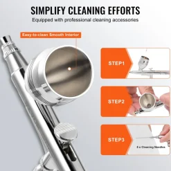 VEVOR Airbrush Gun, Dual Action Gravity Feed with 0.3 mm and 0.5 mm Nozzles, Airbrush Kit with 2/7/12ml Copper Cups and Cleaning Accessories, Ideal for Painting Models, Desserts, Cakes, and Nail Art