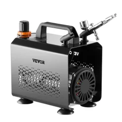 VEVOR Airbrush Kit, 1/6 HP, Air Brush Kit with Air Compressor, 3 Dual-Action Professional Airbrushes with 3 Tips, Hose, Acrylic Paint, 2 Fans, Low Noise, for Cake Decorating, Model Painting, Nail Art