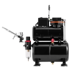 VEVOR Airbrush Kit, 1/6 HP, Air Brush Kit with Air Compressor, 3 Dual-Action Professional Airbrushes with 3 Tips, Hose, Acrylic Paint, Brush, Low Noise, for Cake Decorating, Model Painting, Nail Art