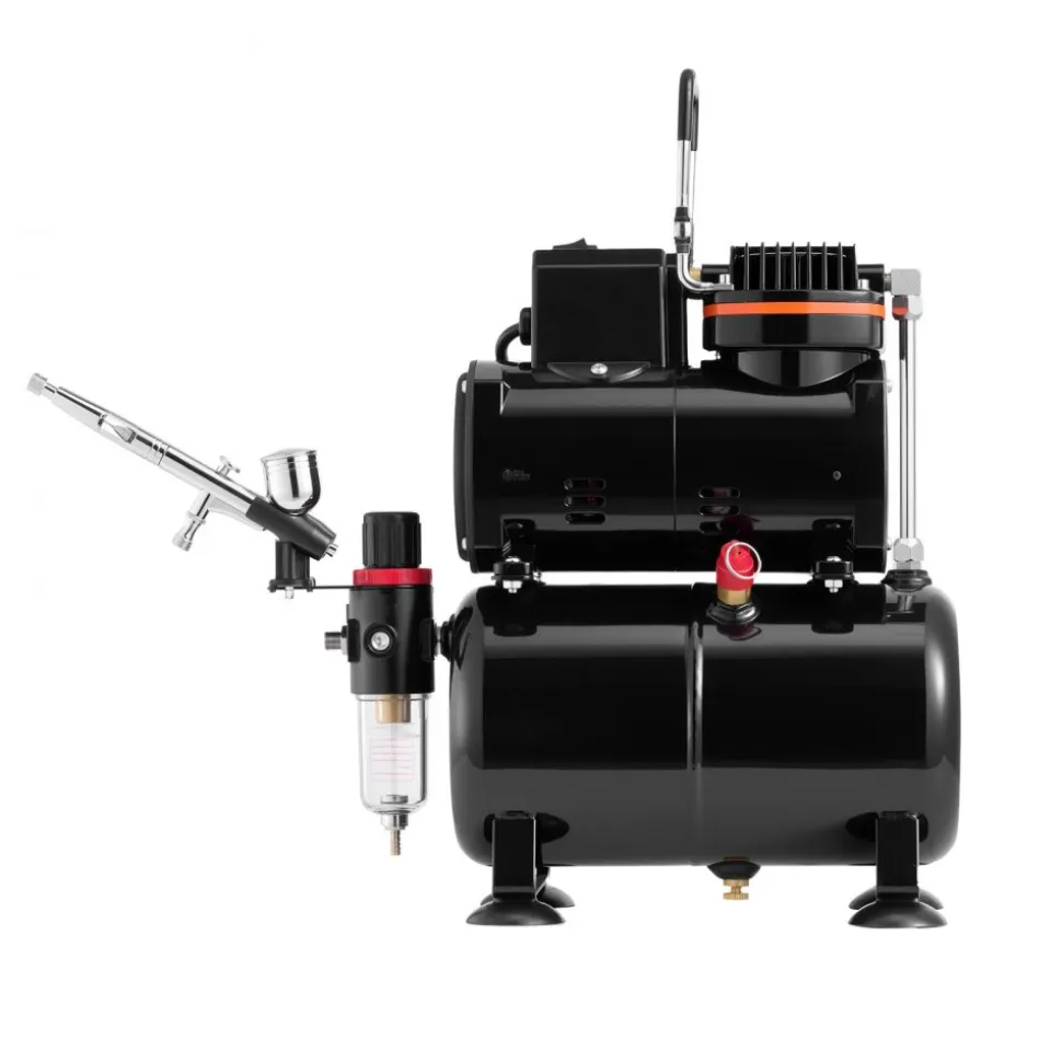VEVOR Airbrush Kit, 1/6 HP, Air Brush Kit with Air Compressor, 3 Dual-Action Professional Airbrushes with 3 Tips, Hose, Acrylic Paint, Brush, Low Noise, for Cake Decorating, Model Painting, Nail Art