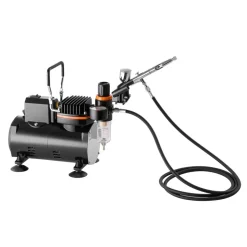 VEVOR Airbrush Kit, 1/6 HP, Air Brush Kit with Air Compressor and Tank, 1 Dual-Action Professional Airbrush with 1 Tip, Hose, Acrylic Paint, 2 Fans, for Cake Decorating, Model Painting, Nail Art
