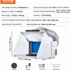VEVOR Airbrush Spray Booth, Portable Hobby Airbrush Paint Spray Booth Kit with LED Lights, Exhaust Fan and Exhaust Extension Hose, Airbrush Paint Booth for Painting Models, Arts, Crafts, Cakes