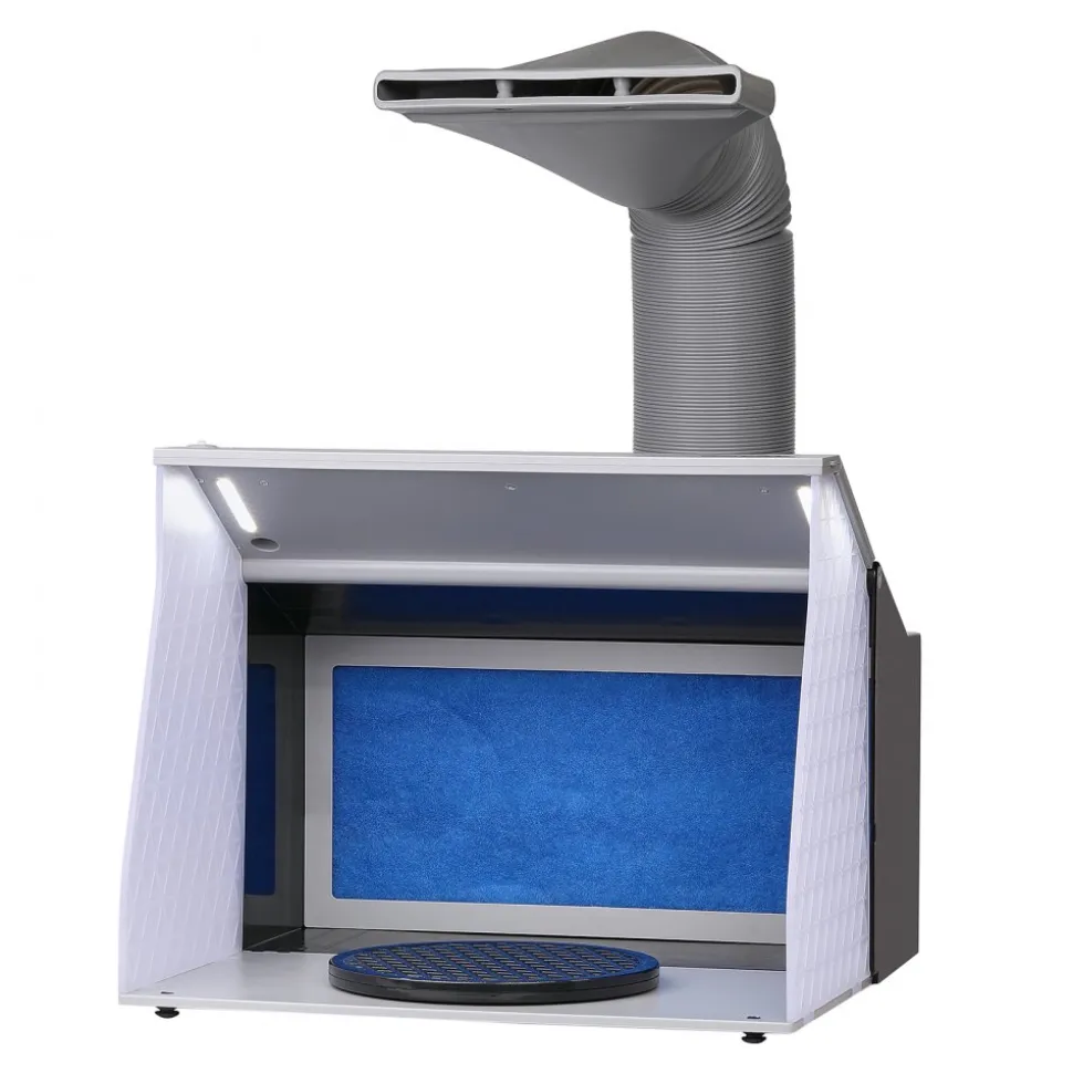 VEVOR Airbrush Spray Booth, Portable Hobby Airbrush Paint Spray Booth Kit with 4 LED Light, Powerful Dual Exhaust Fans, Turntable and 6 ft Extension Hose, for Painting Models, Arts, Crafts, Cakes