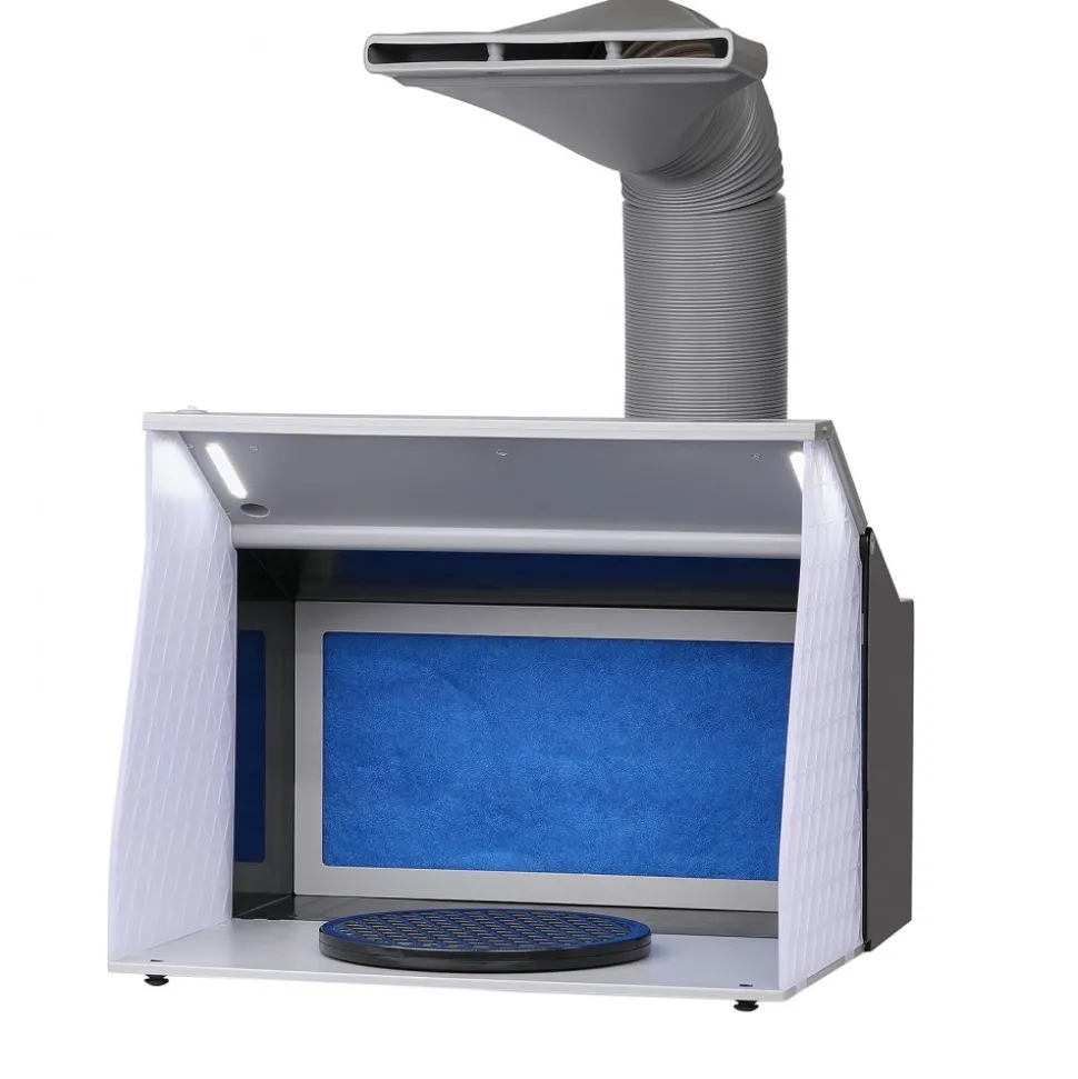 VEVOR Airbrush Spray Booth, Portable Hobby Airbrush Paint Spray Booth Kit with 4 LED Light, Powerful Dual Exhaust Fans, Turntable and 6 ft Extension Hose, for Painting Models, Arts, Crafts, Cakes