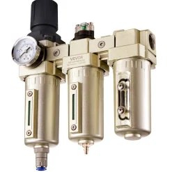 VEVOR Air Compressor Filter Regulator, 3/4" NPT 3-Stage 5μm & 0.3μm & 0.1μm Air Drying System with Micron Filters and Desiccant Dryer, Auto Drain Air Compressor Water Separator 175PSI Max Pressure