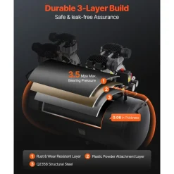 VEVOR Air Compressor, 20 Gallon Steel Tank, 4HP 10.6 CFM@90 PSI Oil Free Air Compressor & Max. 125PSI Pressure, 78dB Ultra Quiet Portable Compressor, for Auto Repair, Tire Inflation, Spray Painting