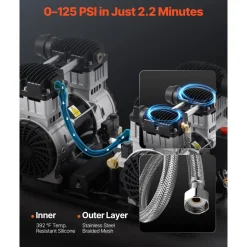 VEVOR Air Compressor, 20 Gallon Steel Tank, 4HP 10.6 CFM@90 PSI Oil Free Air Compressor & Max. 125PSI Pressure, 78dB Ultra Quiet Portable Compressor, for Auto Repair, Tire Inflation, Spray Painting