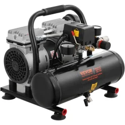 VEVOR Air Compressor, 1 Gallon Steel Tank, 1HP 1.5 CFM 90PSI Oil Free Air Compressor & Max. 120PSI Pressure, 78dB Ultra Quiet Portable Compressor, for Auto Repair, Tire Inflation, Spray Painting