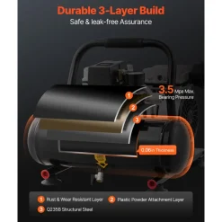 VEVOR Air Compressor, 1 Gallon Steel Tank, 1HP 1.5 CFM 90PSI Oil Free Air Compressor & Max. 120PSI Pressure, 78dB Ultra Quiet Portable Compressor, for Auto Repair, Tire Inflation, Spray Painting