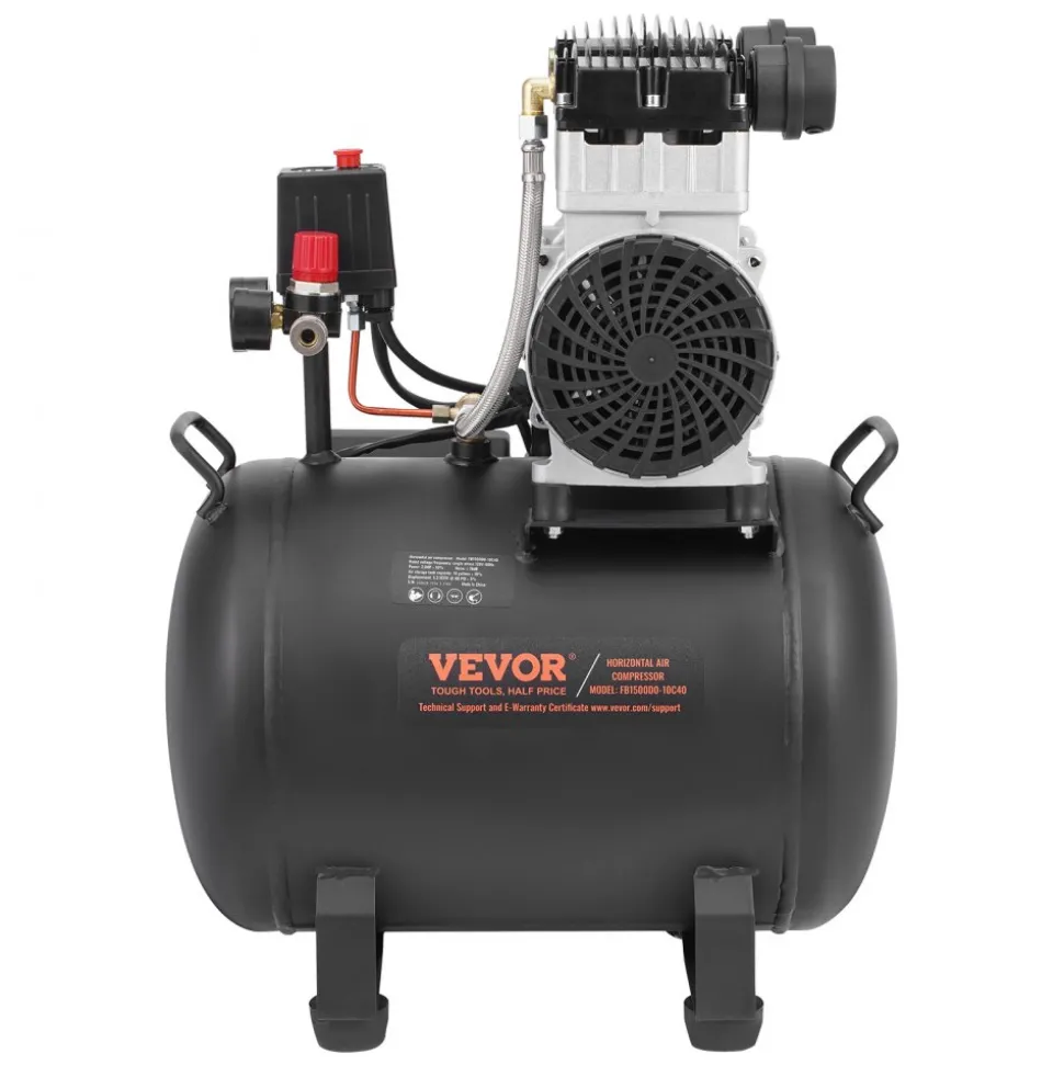 VEVOR Air Compressor, 10 Gallon Steel Tank, 2HP 5.3 CFM@90 PSI Oil Free Air Compressor & Max. 125PSI Pressure, 78dB Ultra Quiet Portable Compressor, for Auto Repair, Tire Inflation, Spray Painting