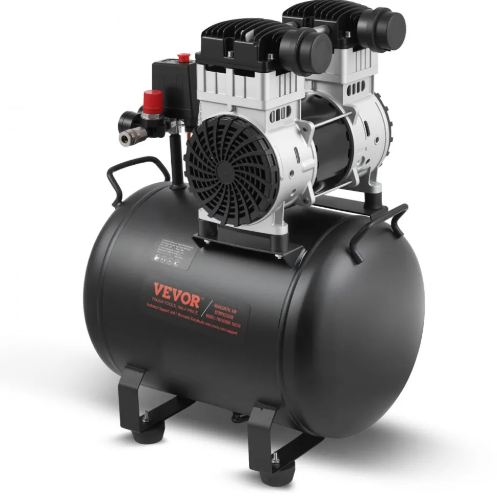 VEVOR Air Compressor, 10 Gallon Steel Tank, 2HP 5.3 CFM@90 PSI Oil Free Air Compressor & Max. 125PSI Pressure, 78dB Ultra Quiet Portable Compressor, for Auto Repair, Tire Inflation, Spray Painting