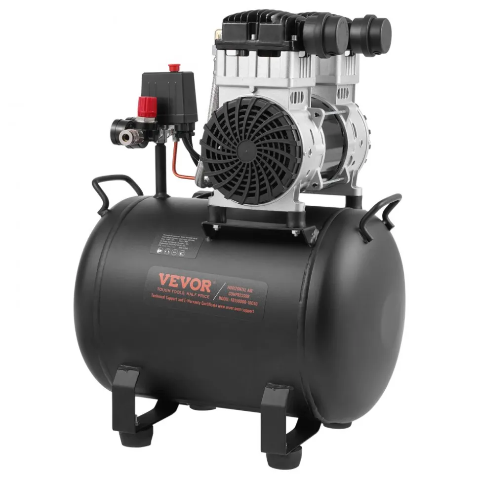 VEVOR Air Compressor, 10 Gallon Steel Tank, 2HP 5.3 CFM@90 PSI Oil Free Air Compressor & Max. 125PSI Pressure, 78dB Ultra Quiet Portable Compressor, for Auto Repair, Tire Inflation, Spray Painting