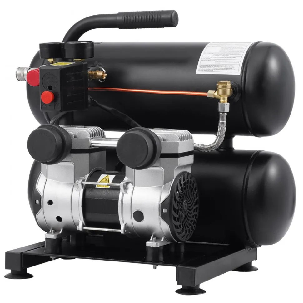 VEVOR Air Compressor, 4.6 Gallon Steel Tank, 1HP 2.2 CFM@90 PSI Oil Free Air Compressor & Max. 120PSI Pressure, 80dB Ultra Quiet Portable Compressor, for Auto Repair, Tire Inflation, Spray Painting