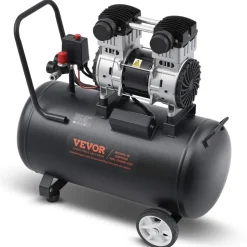 VEVOR Air Compressor, 15 Gallon Steel Tank, 2HP 5.3 CFM@90 PSI Oil Free Air Compressor & Max. 125PSI Pressure, 78dB Ultra Quiet Portable Compressor, for Auto Repair, Tire Inflation, Spray Painting