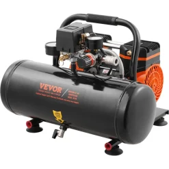 VEVOR Air Compressor, 2 Gallon Steel Tank, 1HP 2.1 CFM 8bar Oil Free Air Compressor & Max. 120PSI Pressure, 81dB Ultra Quiet Portable Compressor, for Auto Repair, Tire Inflation, Spray Painting