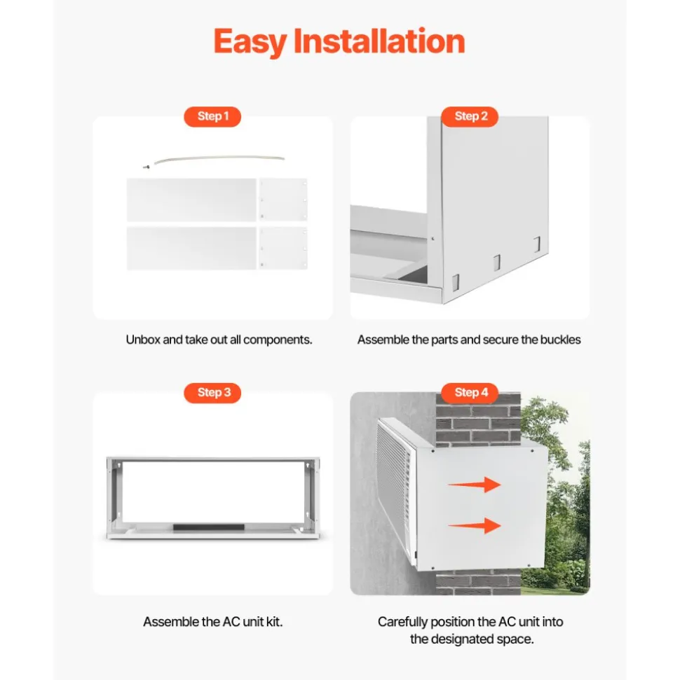 VEVOR Air Conditioner Wall Sleeve, 42 in Through the Wall Air Conditioner Sleeve, Wall Sleeve, Compatible with Most Brands of Through the Wall AC, Durable and Weather-Resistant Insulation Accessories