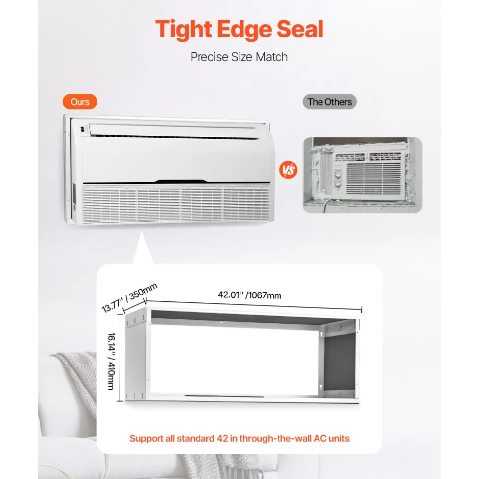 VEVOR Air Conditioner Wall Sleeve, 42 in Through the Wall Air Conditioner Sleeve, Wall Sleeve, Compatible with Most Brands of Through the Wall AC, Durable and Weather-Resistant Insulation Accessories