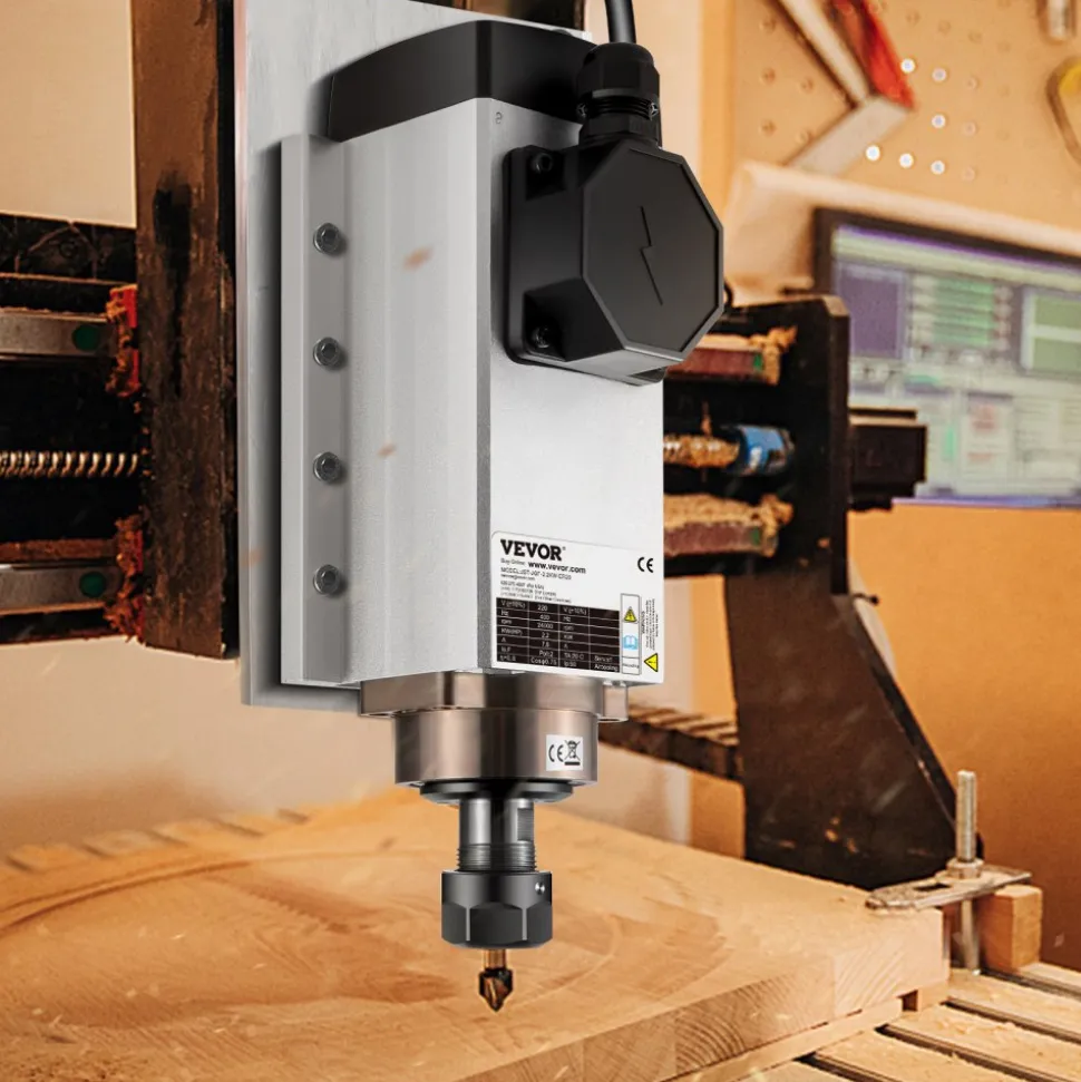 VEVOR Air Cooled Spindle Motor 2.2KW CNC Spindle Motor 220V Square Air Cooled Spindle Motor ER20 Collet 24000 RPM CNC Spindle 6A Spindle Motor 400 Hz for CNC Router Engraving Milling Machine