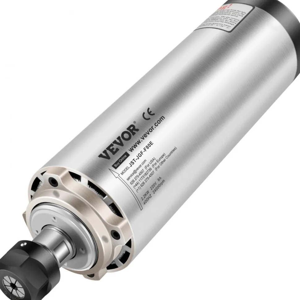 VEVOR Air Cooled Spindle Motor ER20 CNC Spindle Milling Motor 2.2KW Spindle Motor 24000 RPM 400 Hz for CNC Router Engraving Milling Grind Machine(220V)