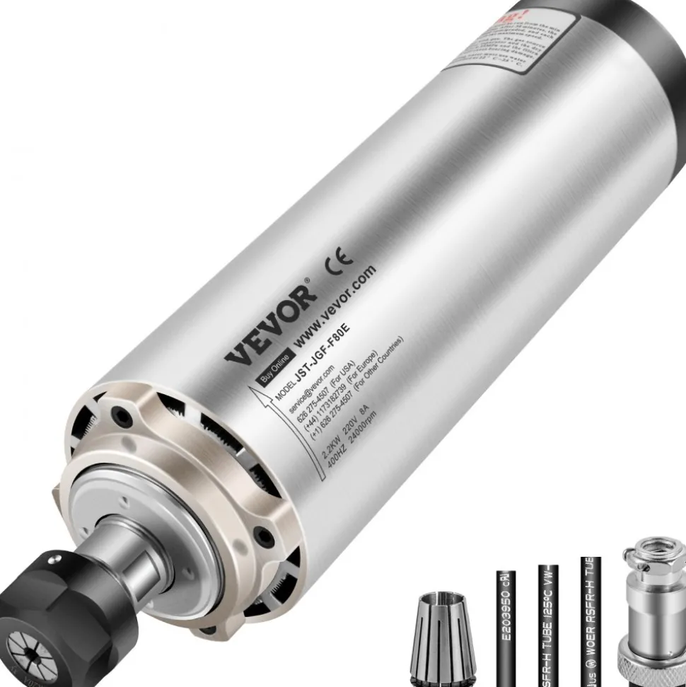 VEVOR Air Cooled Spindle Motor ER20 CNC Spindle Milling Motor 2.2KW Spindle Motor 24000 RPM 400 Hz for CNC Router Engraving Milling Grind Machine(220V)