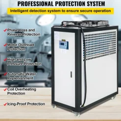 VEVOR Air Cooled Water Chiller 5 Ton Portable, 5Hp 53L Tank Industrial Chiller, Finned Condenser w/Micro-Computer Control, 15KW Cooling Capacity Stainless Steel Tank Chiller Machine for Cooling Water