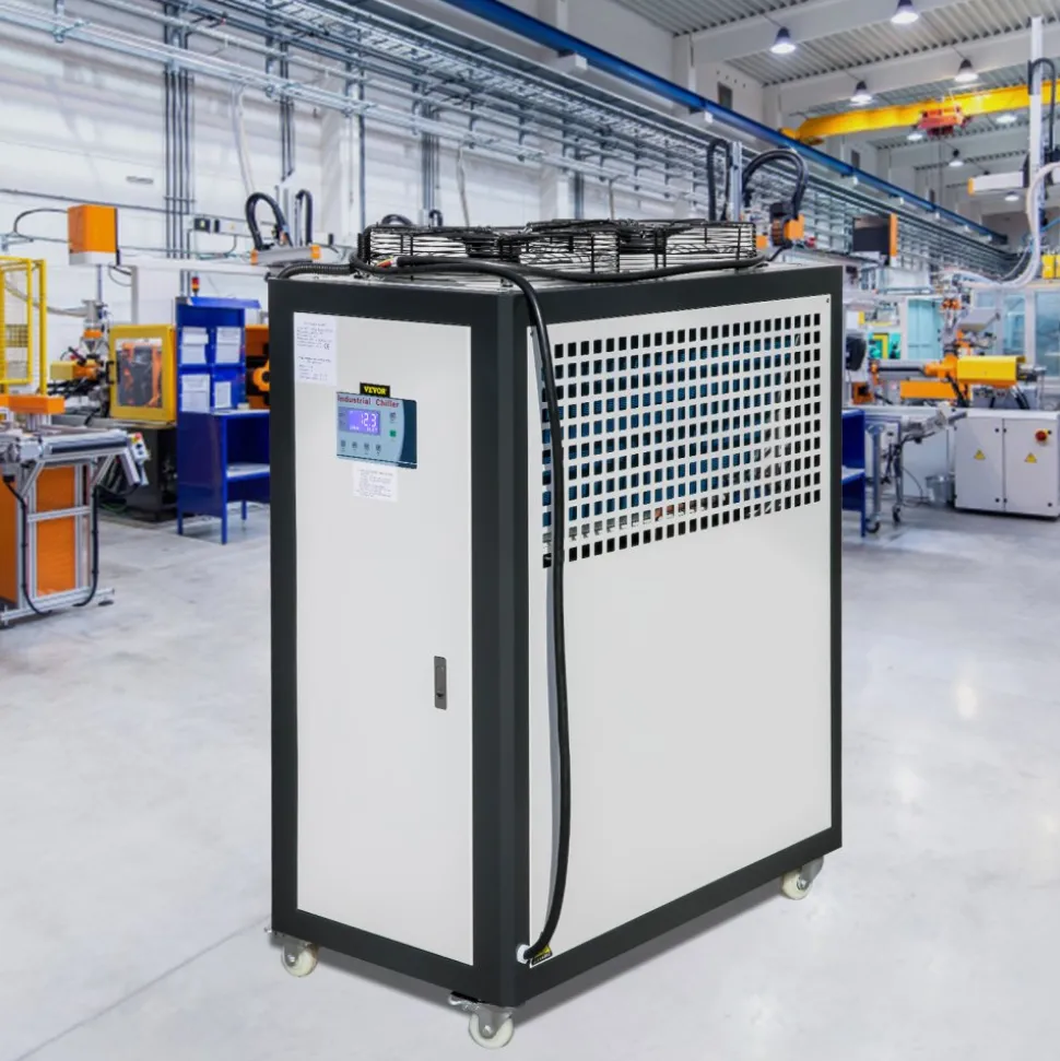 VEVOR Air Cooled Water Chiller 5 Ton Portable, 5Hp 53L Tank Industrial Chiller, Finned Condenser w/Micro-Computer Control, 15KW Cooling Capacity Stainless Steel Tank Chiller Machine for Cooling Water