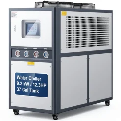 VEVOR Air-Cooled Water Chiller, 12.3 HP, Industrial Water Chiller with 30,240 Kcal/h Cooling Capacity, Dual Compressor, 37 Gal Large Tank, LED Display, Cooler for Cooling Water, Not Air Conditioner