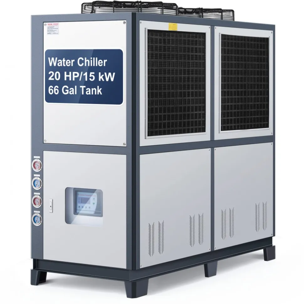 VEVOR Air-Cooled Water Chiller, 25 HP, Industrial Water Chiller with 60,480 Kcal/h Cooling Capacity, Dual Compressor, 53 Gal Large Tank, LED Display, Cooler for Cooling Water, Not Air Conditioner