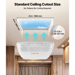 VEVOR Air Distribution Box, 115V Non-Ducted RV Air Conditioner ADB Unit with Operating Panel, Detachable Filter, and Four-Way Airflow, Used for VEVOR Non-Ducted Cooling-Only Rooftop RV AC Unit, White