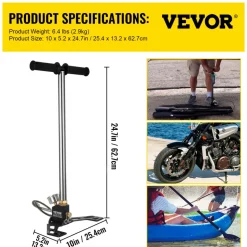 VEVOR Airgun PCP Pump 4500PSI High Pressure Hand Pump 3 Stage Pump Chamber PCP Air Pump