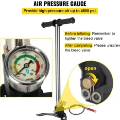 VEVOR Airgun PCP Pump 4500PSI High Pressure Hand Pump 3 Stage Pump Chamber PCP Air Pump