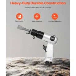 VEVOR Air Hammer, 4500BPM Pneumatic Hammer with Rust Removal Air Needle Scaler & 4PCS Chisels Round Shank, Lightweight & Compact Air Chisel Pneumatic Shovel Tool for Cutting Scraping Demolishing