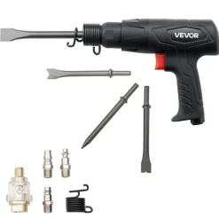 VEVOR Air Hammer, 2500-2700BPM Pneumatic Hammer with 2.76-inch Stroke & 4PCS 6.7" Long Barrel Chisels, Pistol-Grip Compact Air Chisel Pneumatic Shovel Tool for Cutting Scraping Demolishing