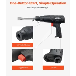 VEVOR Air Hammer, 2500-2700BPM Pneumatic Hammer with 2.76-inch Stroke & 4PCS 6.7