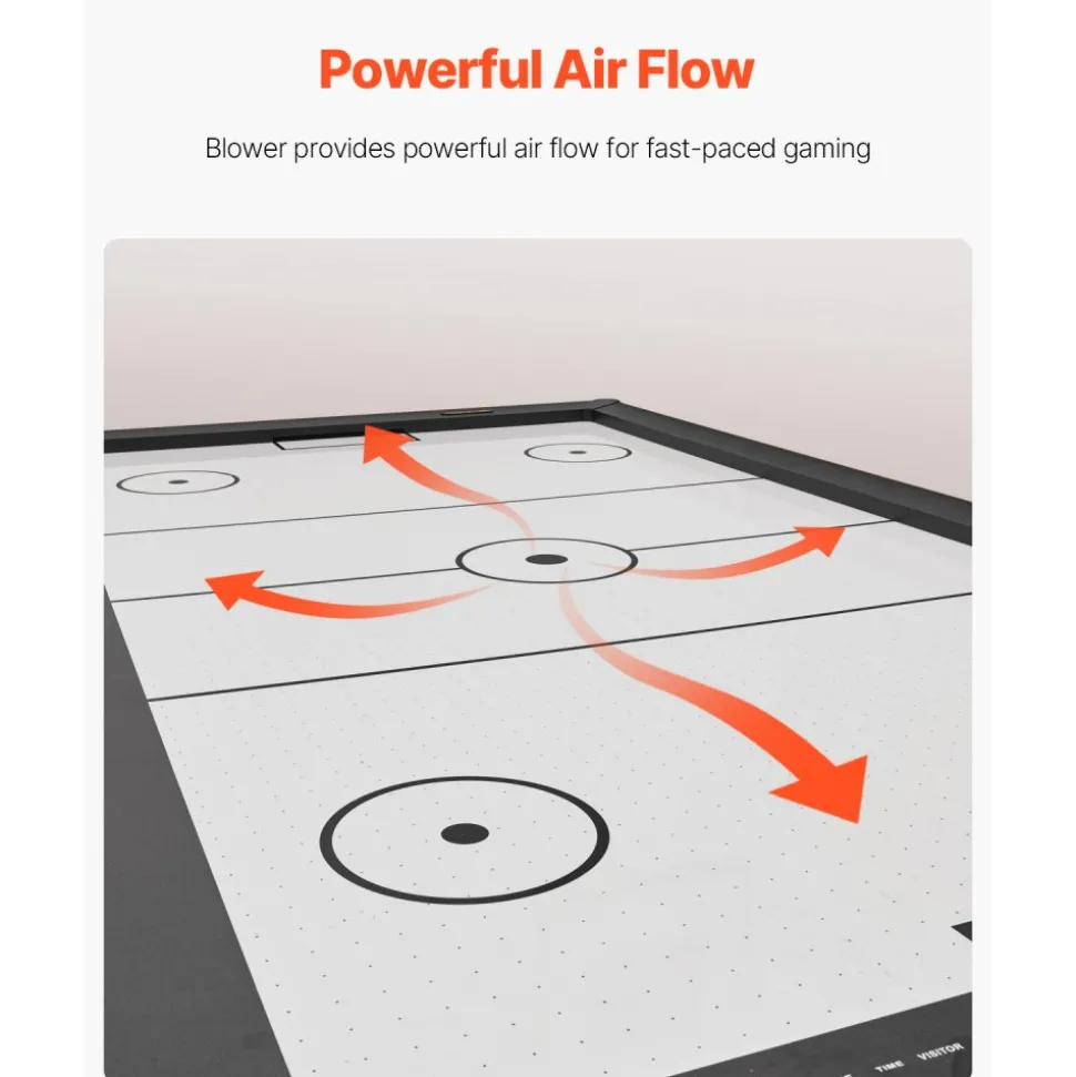 VEVOR 84" Air Hockey Table, Indoor Arcade Table Gaming Set with 2 Pushers, 2 Pucks, Electronic Scorer, X-shaped Legs & High-powered Blower, Air Powered Hockey Game Table for Family Game Room Office