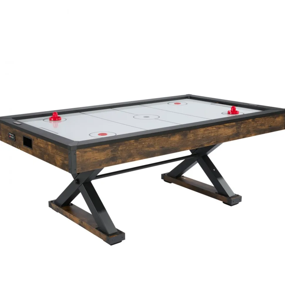VEVOR 84" Air Hockey Table, Indoor Arcade Table Gaming Set with 2 Pushers, 2 Pucks, Electronic Scorer, X-shaped Legs & High-powered Blower, Air Powered Hockey Game Table for Family Game Room Office
