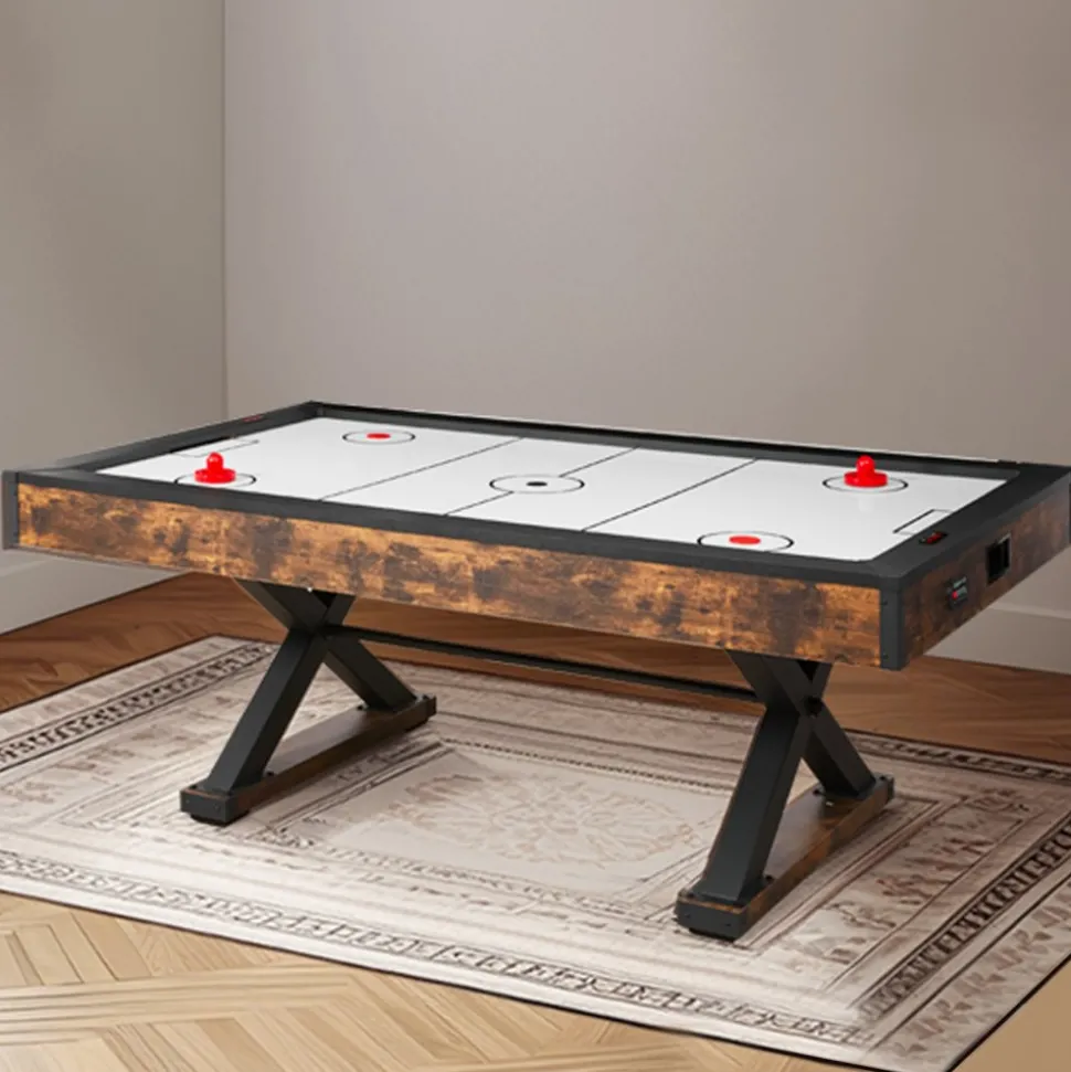 VEVOR 84" Air Hockey Table, Indoor Arcade Table Gaming Set with 2 Pushers, 2 Pucks, Electronic Scorer, X-shaped Legs & High-powered Blower, Air Powered Hockey Game Table for Family Game Room Office